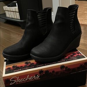 Skechers Women's Black Wedge Ankle Booties